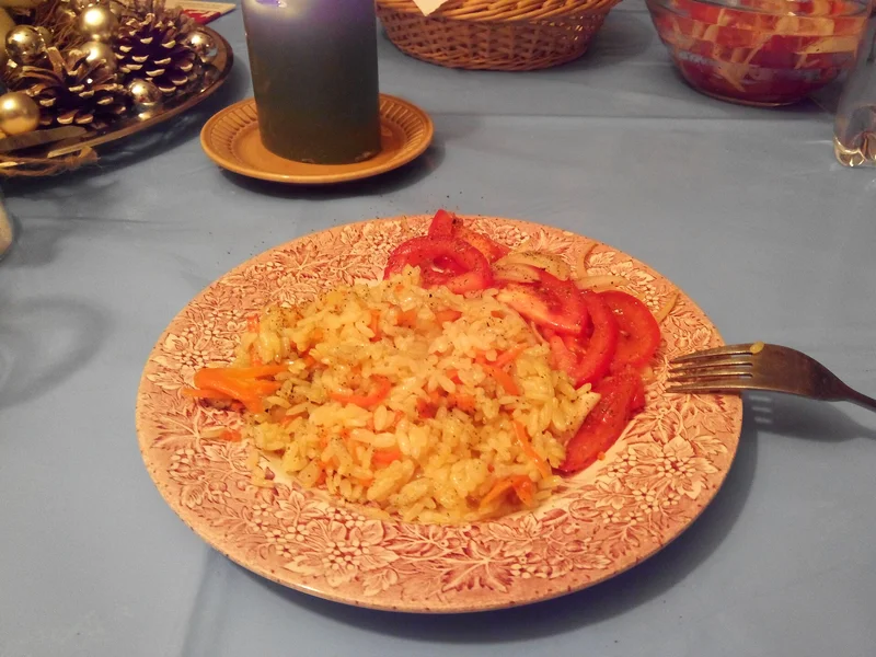 Pilaf cooked without meat during the Nativity Fast