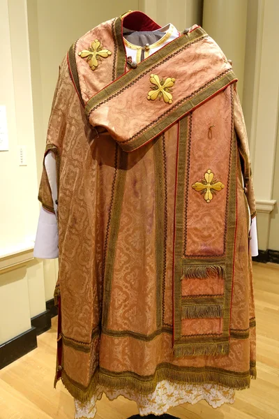 Hierarch's vestments from around 1800: a sakkos with the cross-covered omophorion over it. St Ignatius Church, San Francisco