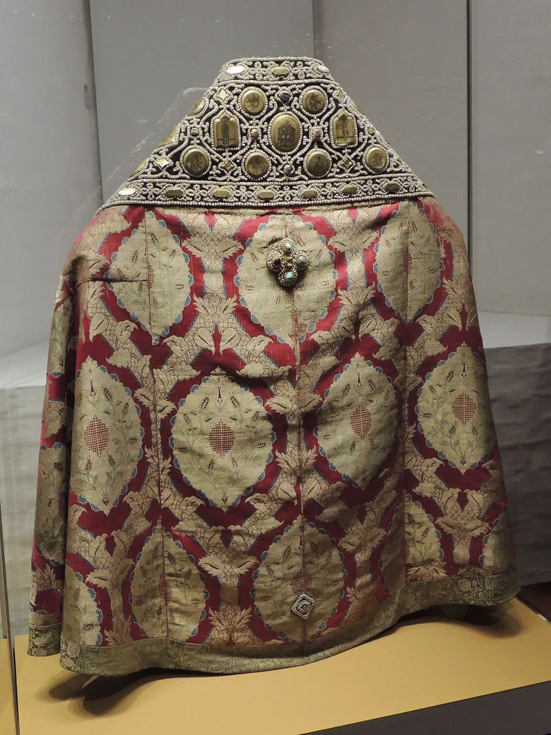 Phelonion of 1601–1602 with a pearl-embroidered shoulder piece. Moscow Kremlin Museums