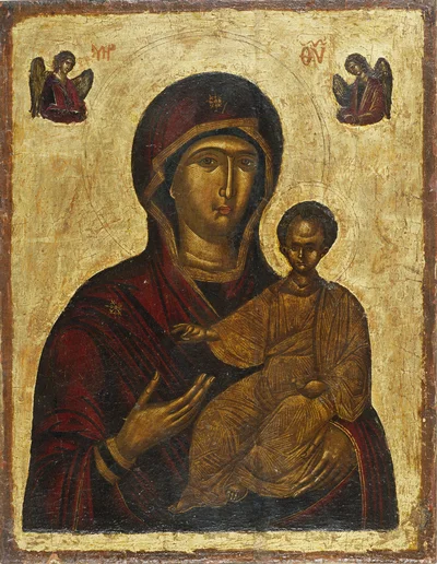 Одигитрия XVI века: лики Матери и Сына не соприкасаются, взгляд Богородицы обращён к смотрящему. Собрание Финской национальной галереи