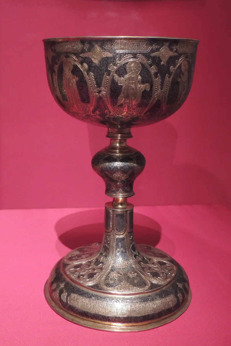 Chalice made in the Kremlin workshops, second half of the 17th century — chased and nielloed silver. Moscow Kremlin Museums