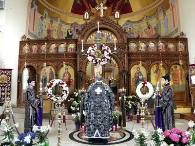 The Royal Hours of Great Friday, all four served as one service. Greek cathedral in Toronto, 2014