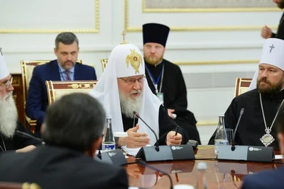 Святейший Патриарх Кирилл встретился с Верховным муфтием Узбекистана и председателем Комитета по делам религий при Кабинете министров Республики Узбекистан