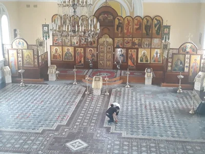 Подготовка Свято-Алексиевского собора к открытию после карантина