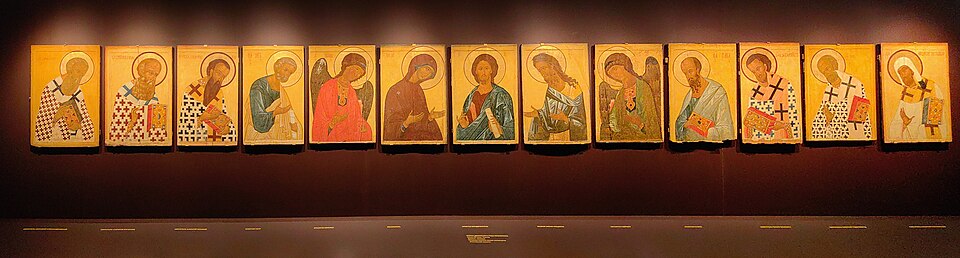 Ряд минейных икон-святцев (панорама) — без подписей в кадре, соответствие не подтверждено