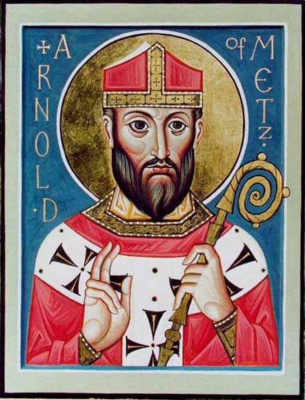 Современная икона с прямой англ. надписью «ARNOLD of METZ» — отлично подтверждена