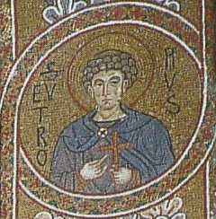 Мозаика Палатинской капеллы в Палермо (1132-1140) с надписью «S EVTRO[PI]VS»