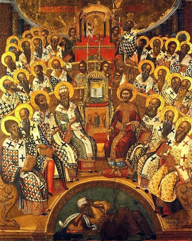 Икона: Свв. отцы I Вселенского Собора (среди других святых)