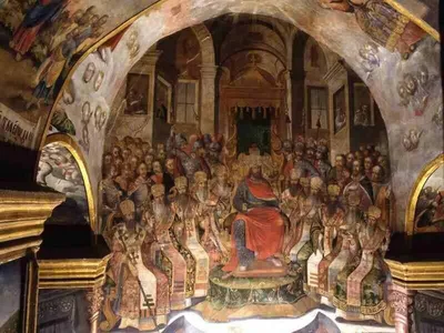 Икона: Свв. отцы I Вселенского Собора (среди других святых)