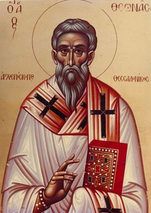 Икона с надписью «Ο ΑΓΙΟΣ ΘΕΩΝΑΣ, ΑΡΧΕΠΙΣΚΟΠΕ ΘΕΣΣΑΛΟΝΙΚΗΣ» (Св. Феона, архиепископ Фессалоникийский)