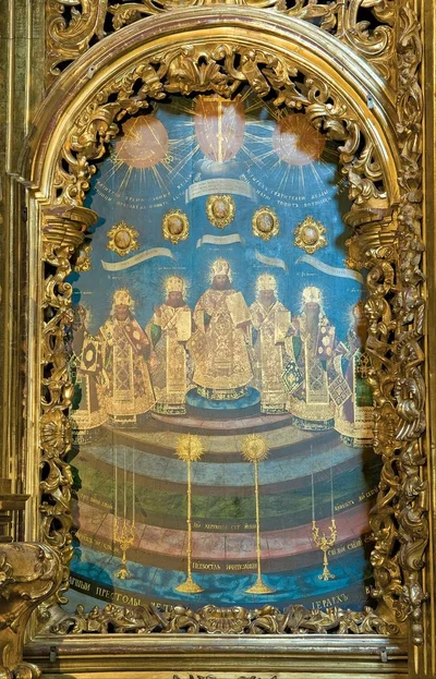 Икона «Собор святителей» (5 иерархов) — групповое изображение, конкретно свт. Игнатий не выделен подписью
