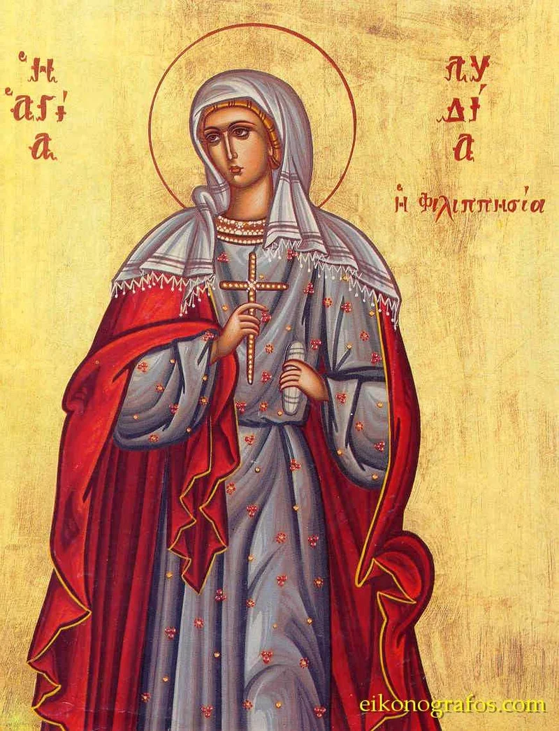 Икона с надписью «Η ΑΓΙΑ ΛΥΔΙΑ Η ΦΙΛΙΠΠΗΣΙΑ» («Святая Лидия Филиппийская»)
