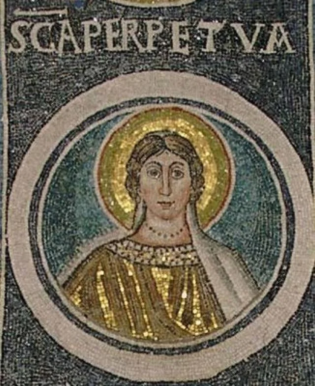 Древняя мозаика с латинской надписью «SCA PERPETVA» (Sancta Perpetua)