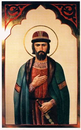 Всадник поражает копьём павшую фигуру