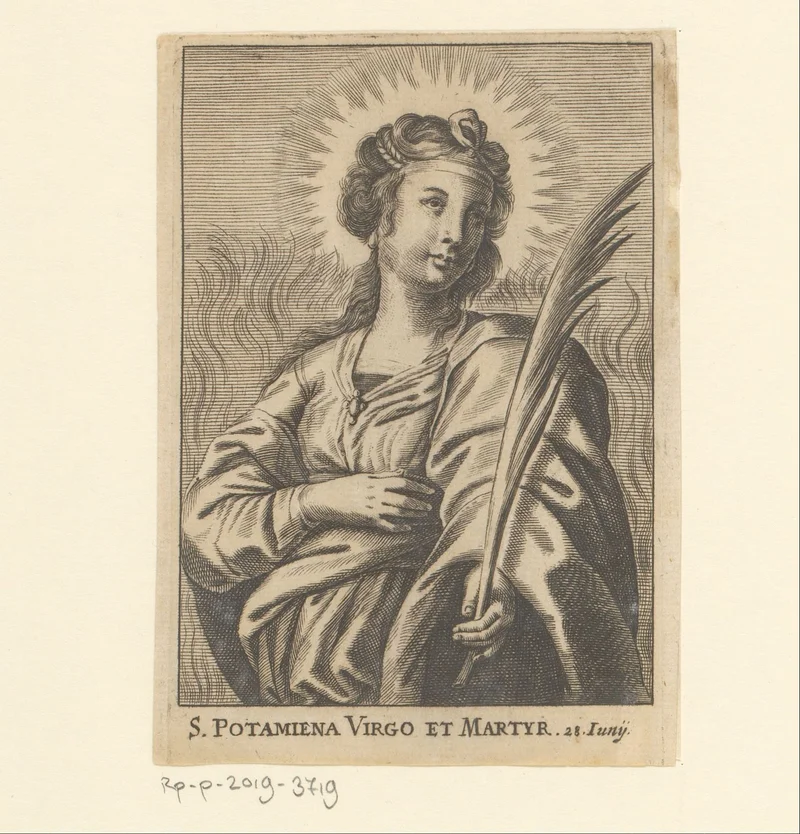 Гравюра с надписью «S. POTAMIENA VIRGO ET MARTYR. 28 Iunij»