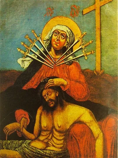 Икона Божией Матери «Семистрельная» с Иисусом Христом